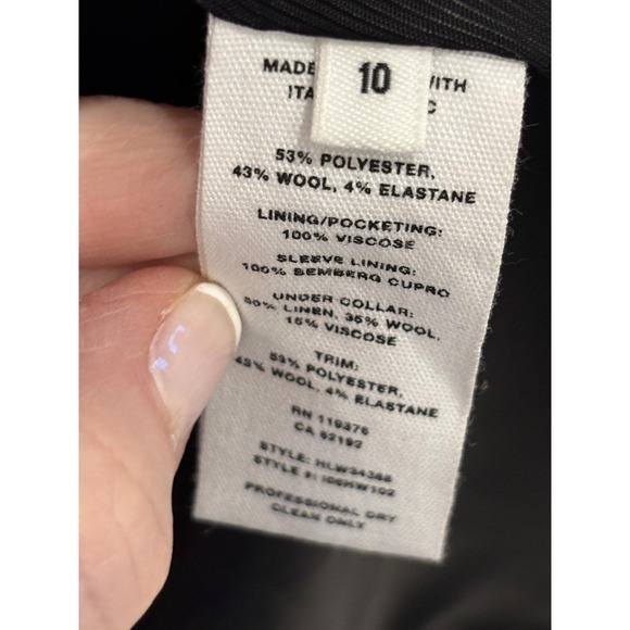 Helmut Lang Black Wool-Blend‎ Tailored Structured Blazer Italian Fabric, 10 - Picture 7 of 9